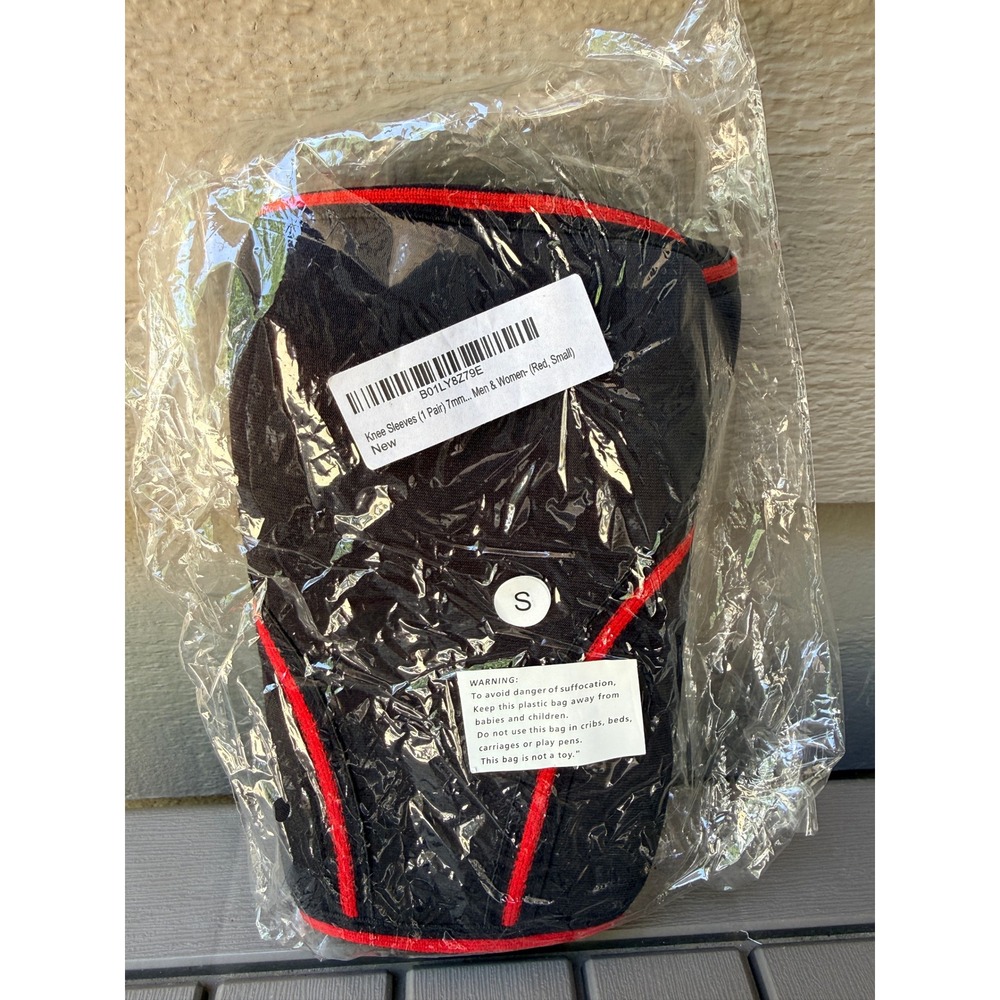 BNB 7mm Knee Sleeves Powerlifting Squats Support Red Black Small B01LY8Z79E NEW
